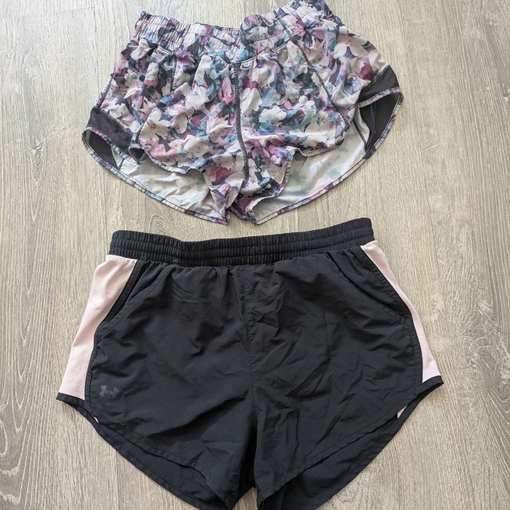 2 shorts. Hotty Hot II Lululemon, Under Armour. Size 6 lot.